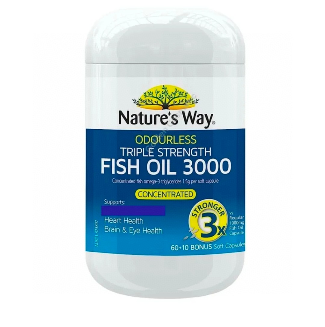 $108罐。2罐起$98罐。澳洲佳思敏Natures Way 3倍高濃度無味深海魚油膠囊💊增量版70粒