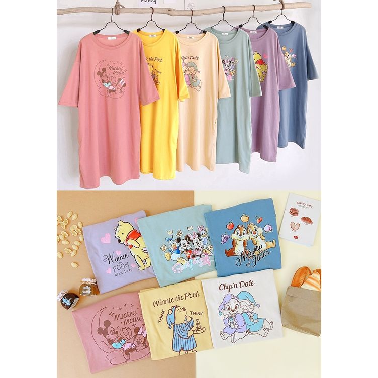 $158件。2件起$148件。Disney正版授權 柔感舒適 長版居家服-6款