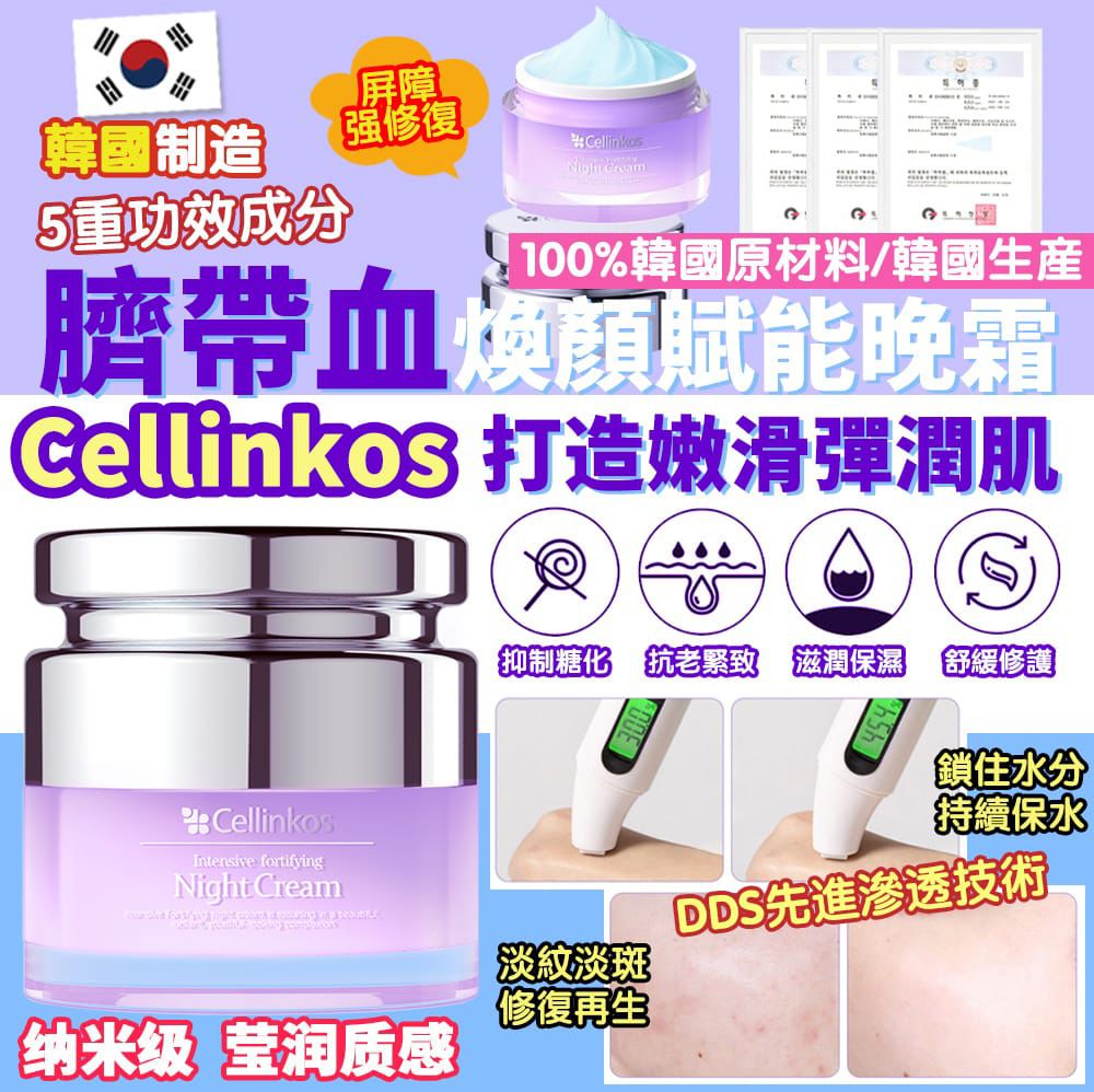 $168件、2件克$158件、Cellinkos細胞煥膚重新晚霜