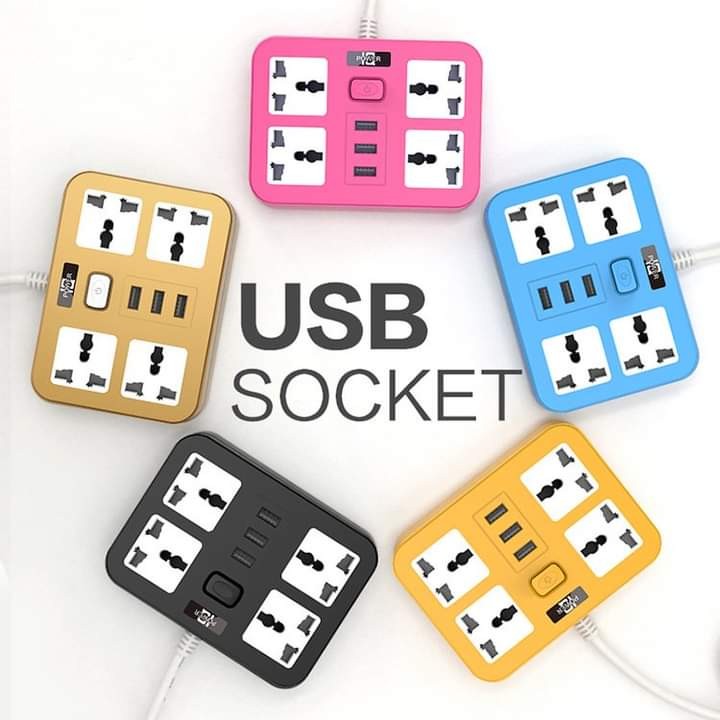 $88@1.。兩件起$80@1。3USB + 4插位粉色系列拖板(香港3腳插)