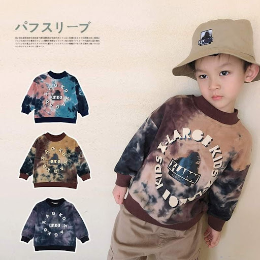 外贸童装日系童装潮牌21秋冬新款扎染圆领衛衣100至160cm＄118/1