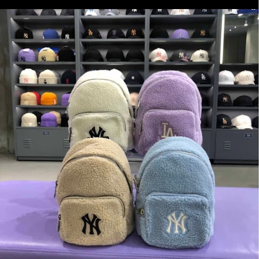 韓國MLB新款羊羔毛絨雙肩小背包