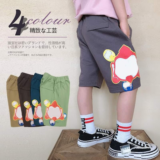 $85/1。2件起$80/1外贸日系男童纯棉印花短裤颜色4见图尺吋110cm至160cm货期3星期