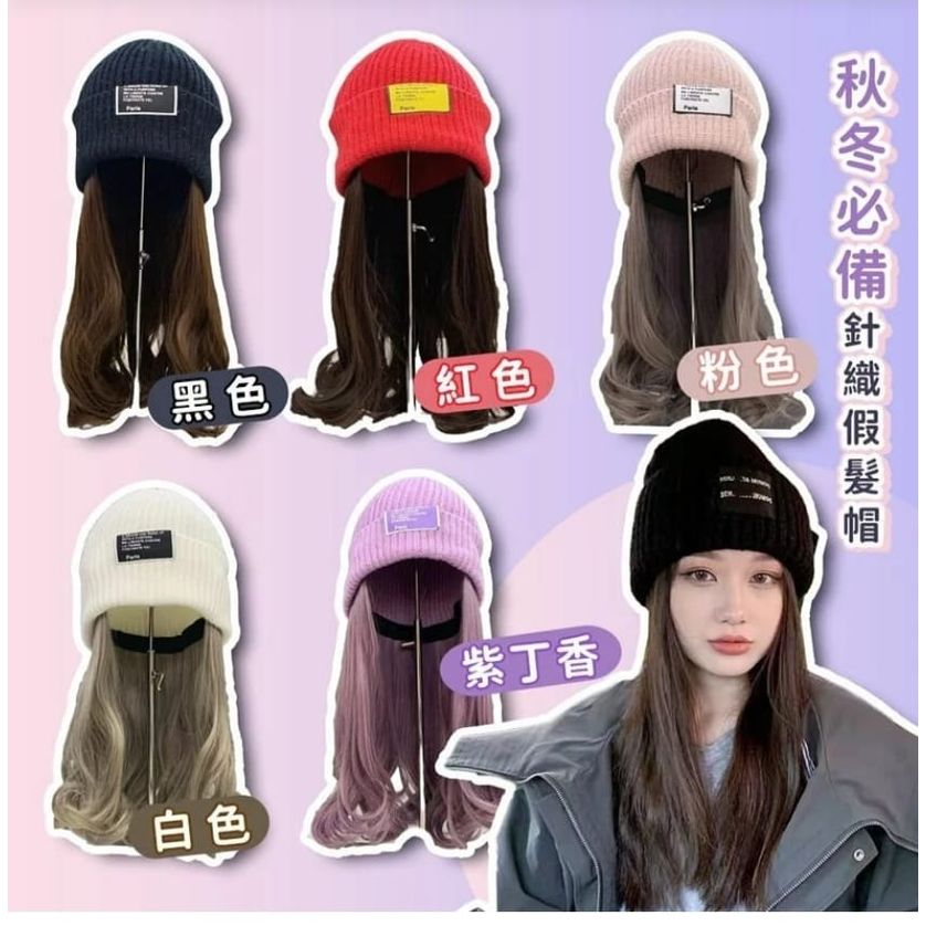 $98個。2個起$95個。秋冬必備針織假髪帽 .
