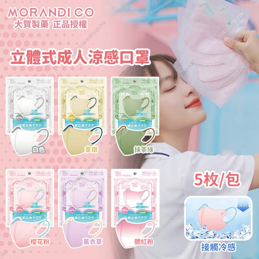 $36包5入。3包$88。可混色。冷感防曬MC立體3D口罩。一包5個。