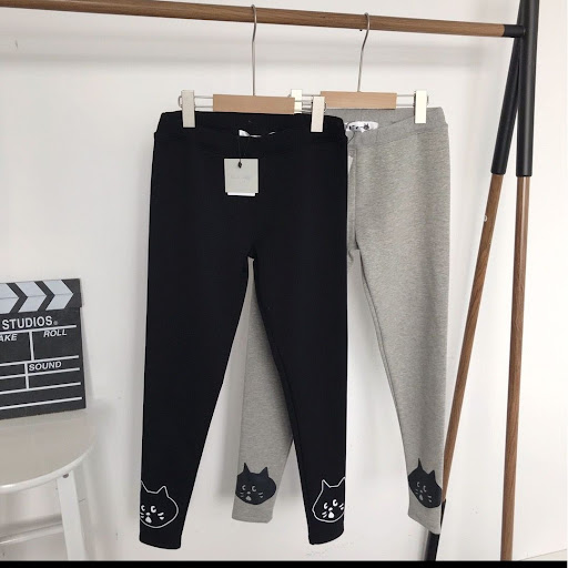 日本ne-net驚訝貓咪彈力顯瘦水貂絨leggings