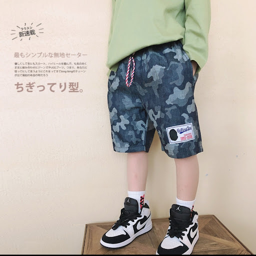 日系男童2022抽繩迷彩短褲