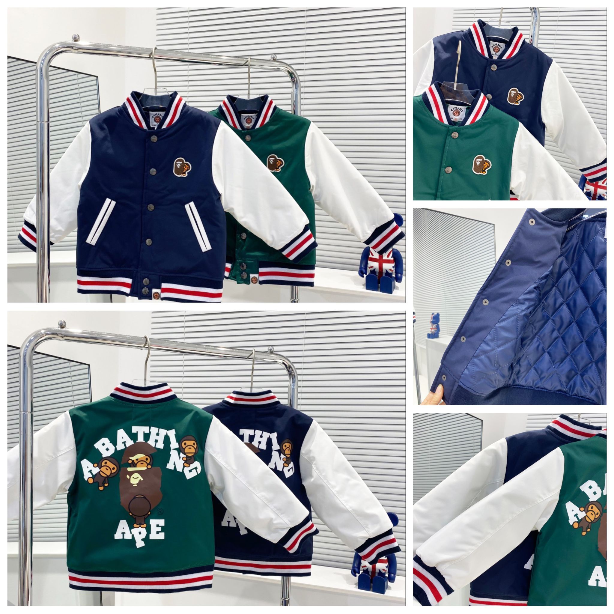 $188BAPE🐵冬季新款兒童棒球服棉服
