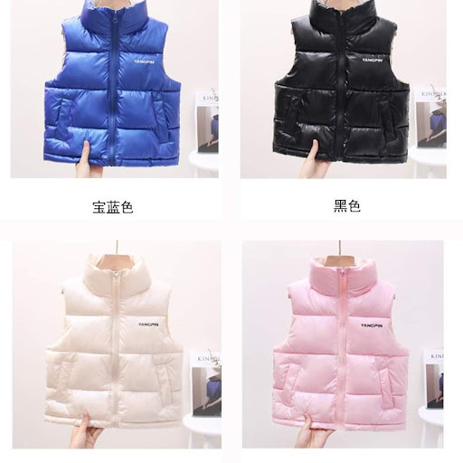 兒童纯色輕型羽絨棉背心