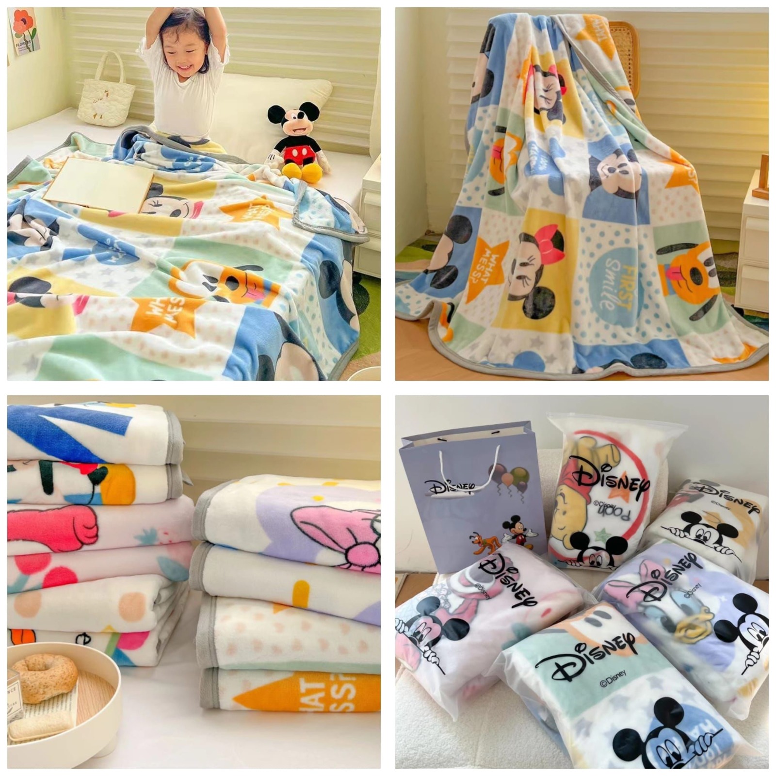M碼$98張。L碼$108張。2張起各減$8可混。Disney卡通毛絨蓋毯