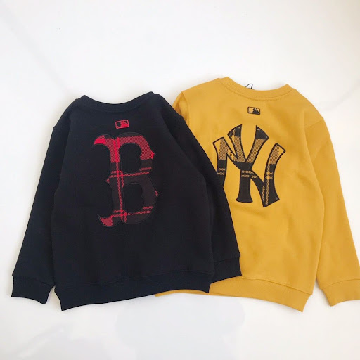 MLB百搭方格刺繡兒童衛衣