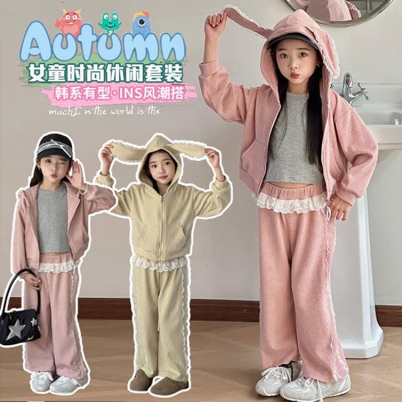 韓版女童套装甜美連帽 套褲