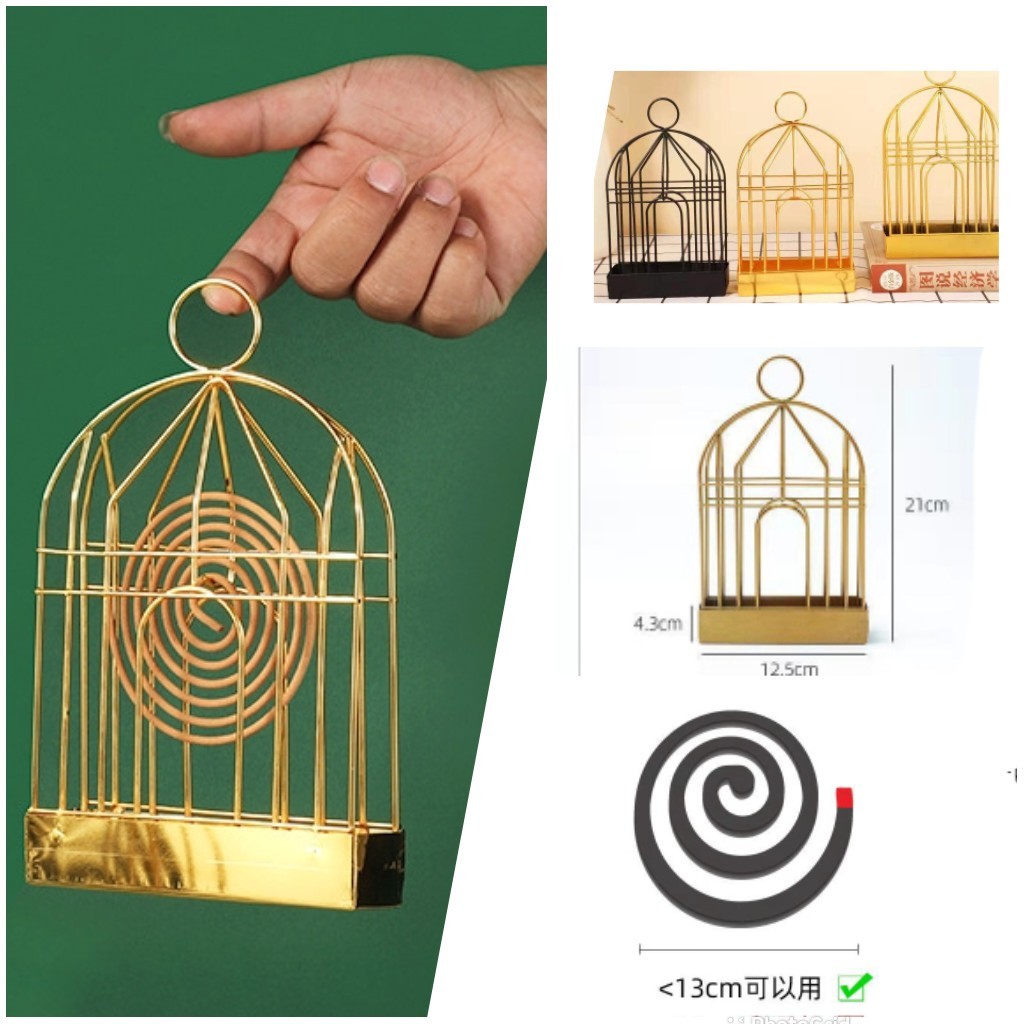 $3O/1。創意北歐金属鳥籠造型蚊香防火鐵蚊香盤。