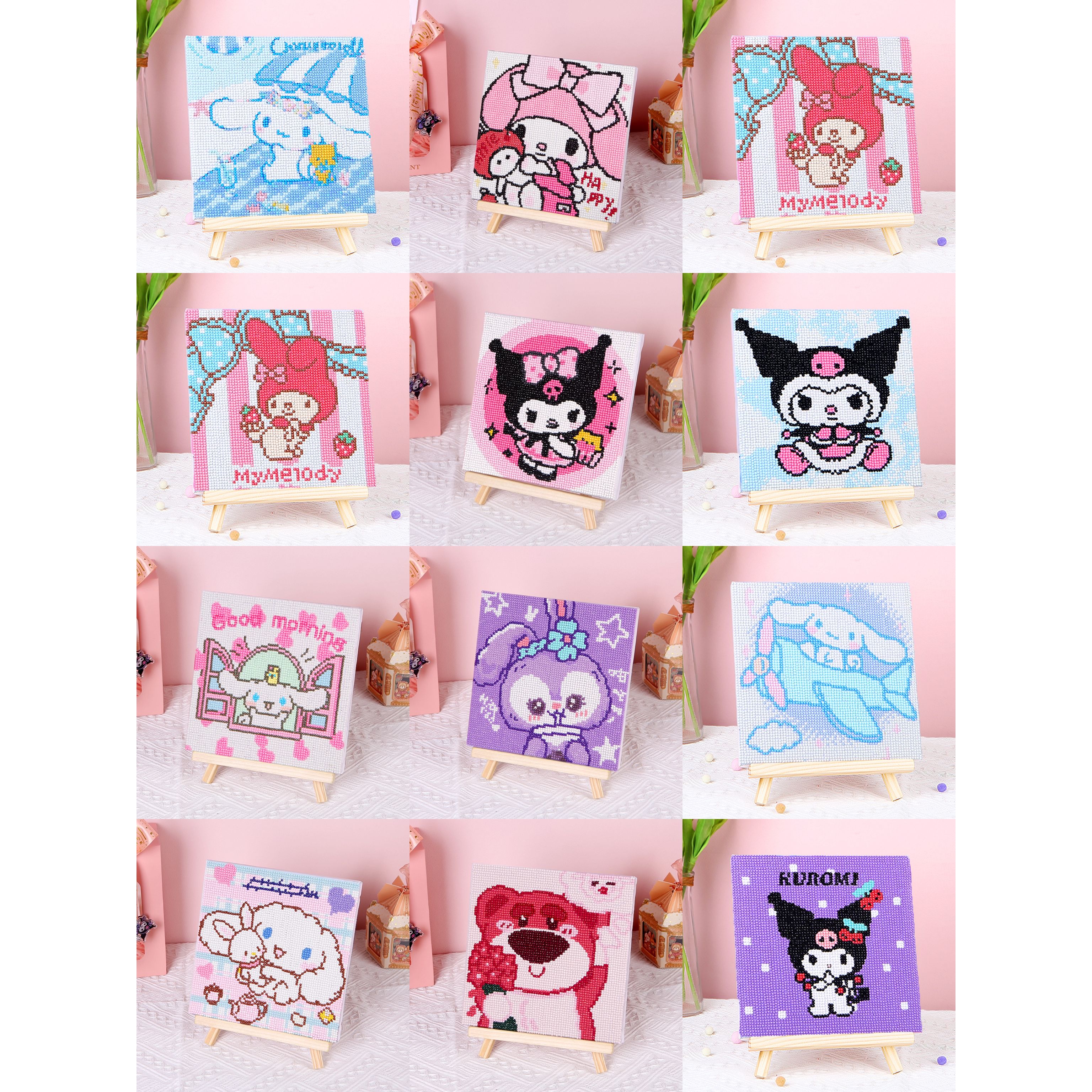 $35盒。2盒起$3O盒。木質畫架$10/1。2件起$8/1。兒童益智手工DIY閃鑽圖。