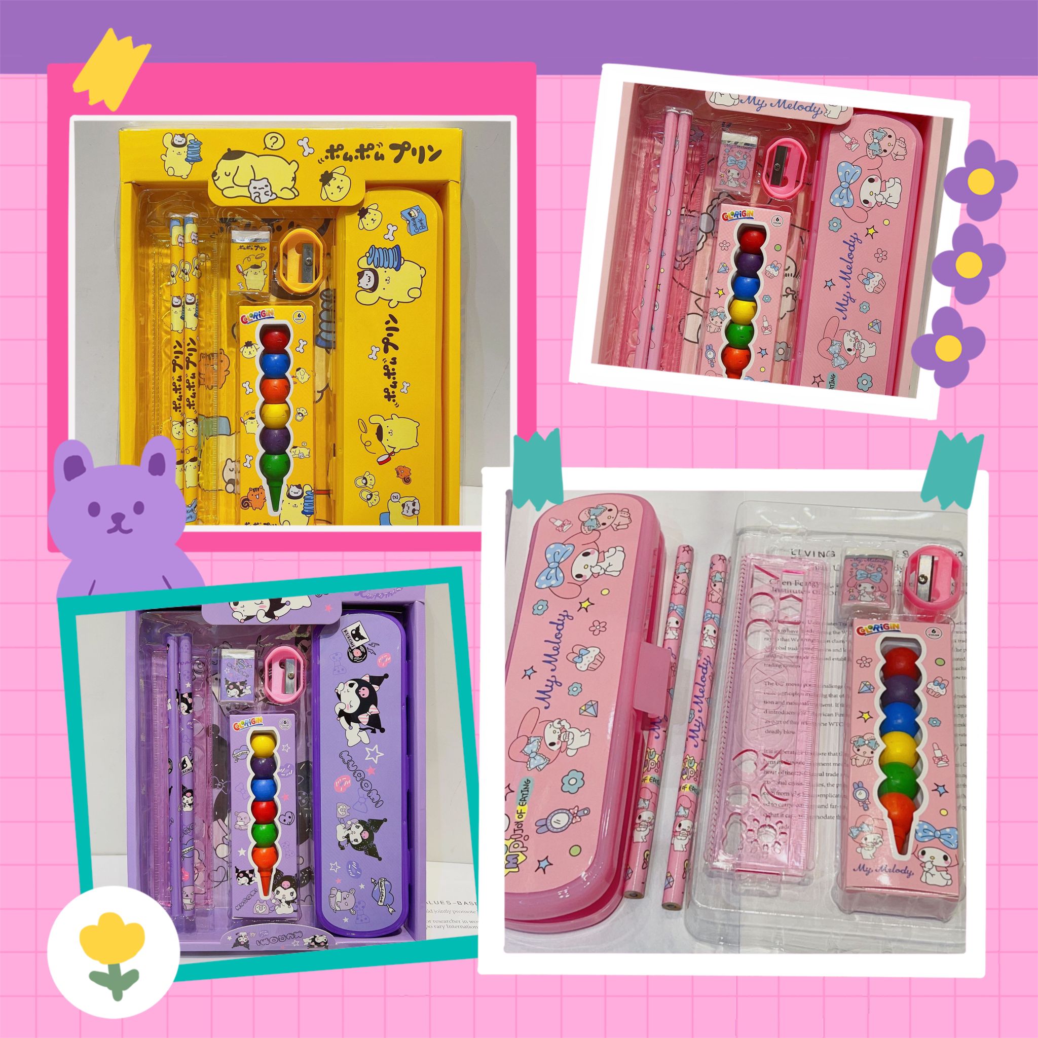 $65套。2套起$55套。Sanrio文具套裝💜