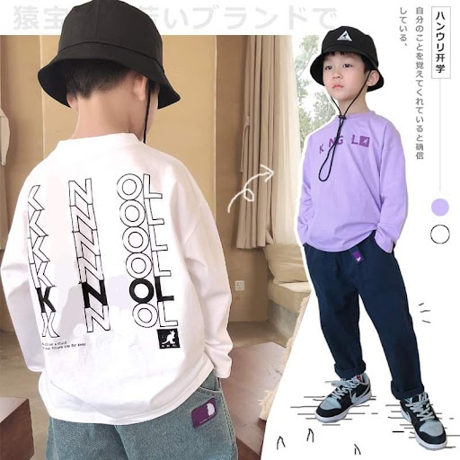 $88件/2件起$8O件男童日系园领纯棉长䄂T白色紫色尺码100cm至160cm10至14到货