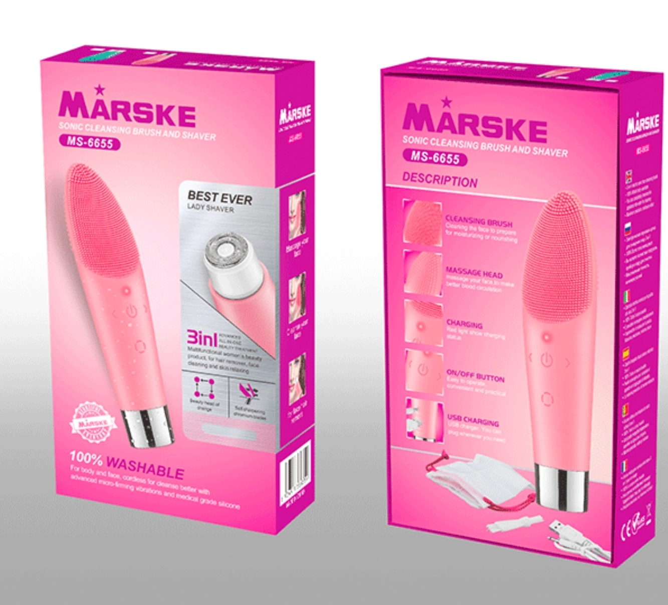 $98件。Amazon 熱爆Marske硅膠USB充電三合一潔面儀